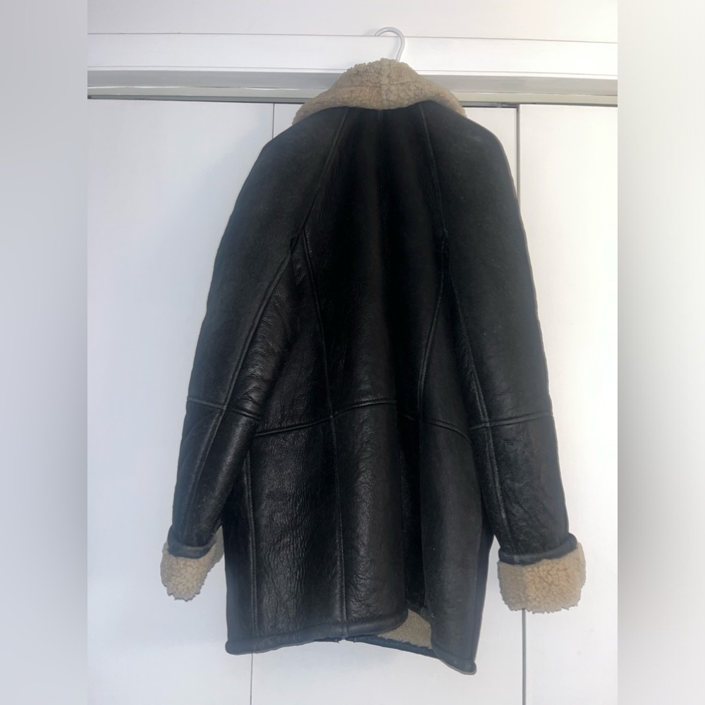 Vintage Skins by Tora Black Leather Jacket w/ Cream Shearling Lining | Medium - Picture 8 of 9